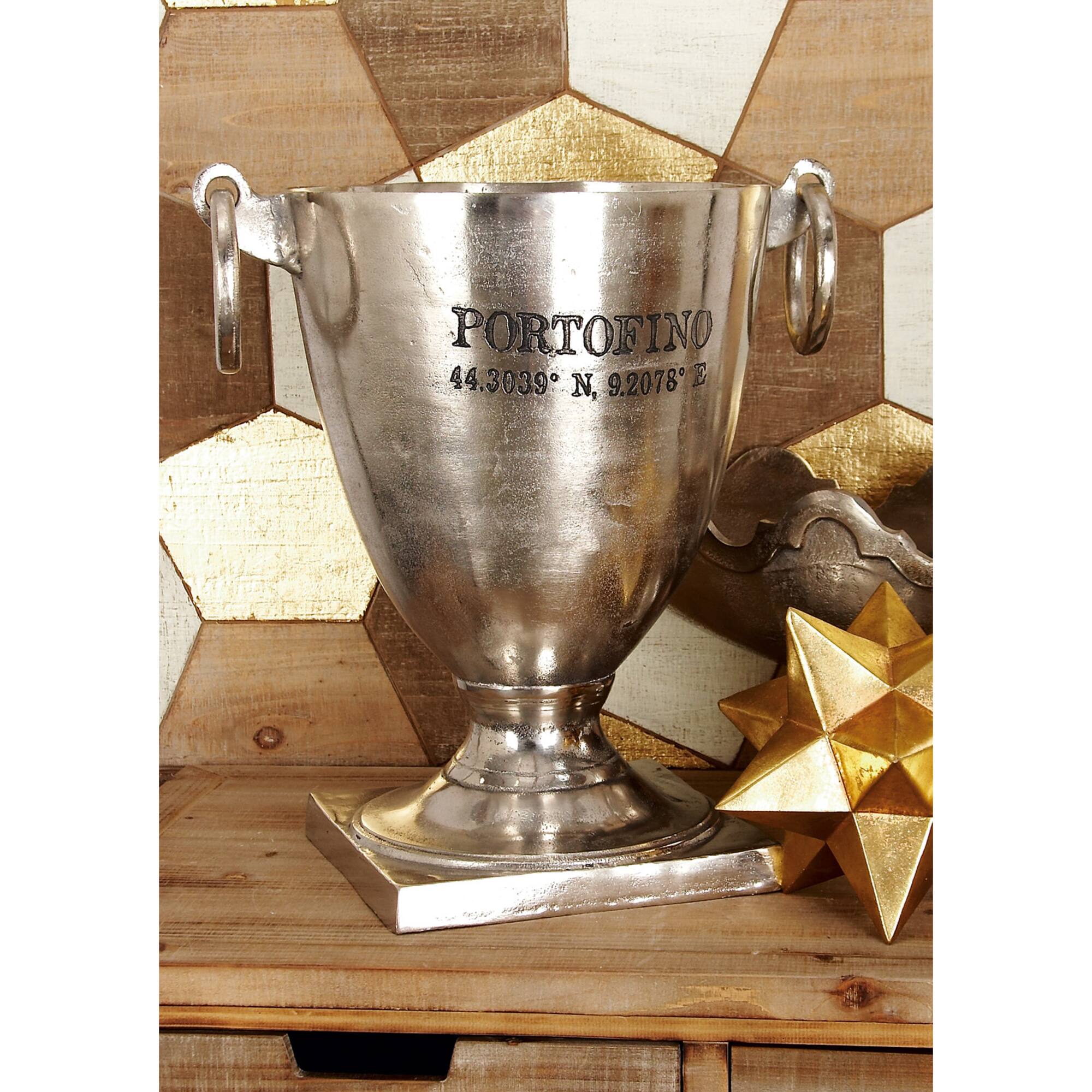 18" Silver Contemporary Metal Wine Cooler